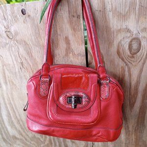 Mimco Lipstick Red Button Leather Shoulder Bag
